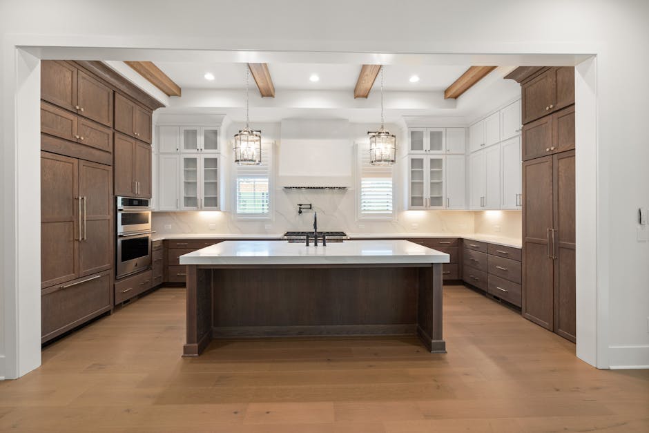 Custom wood cabinets installed in a modern kitchen